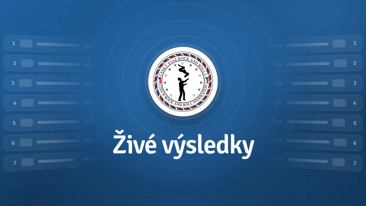 Znak ČSAR a nápis Živé výsledky